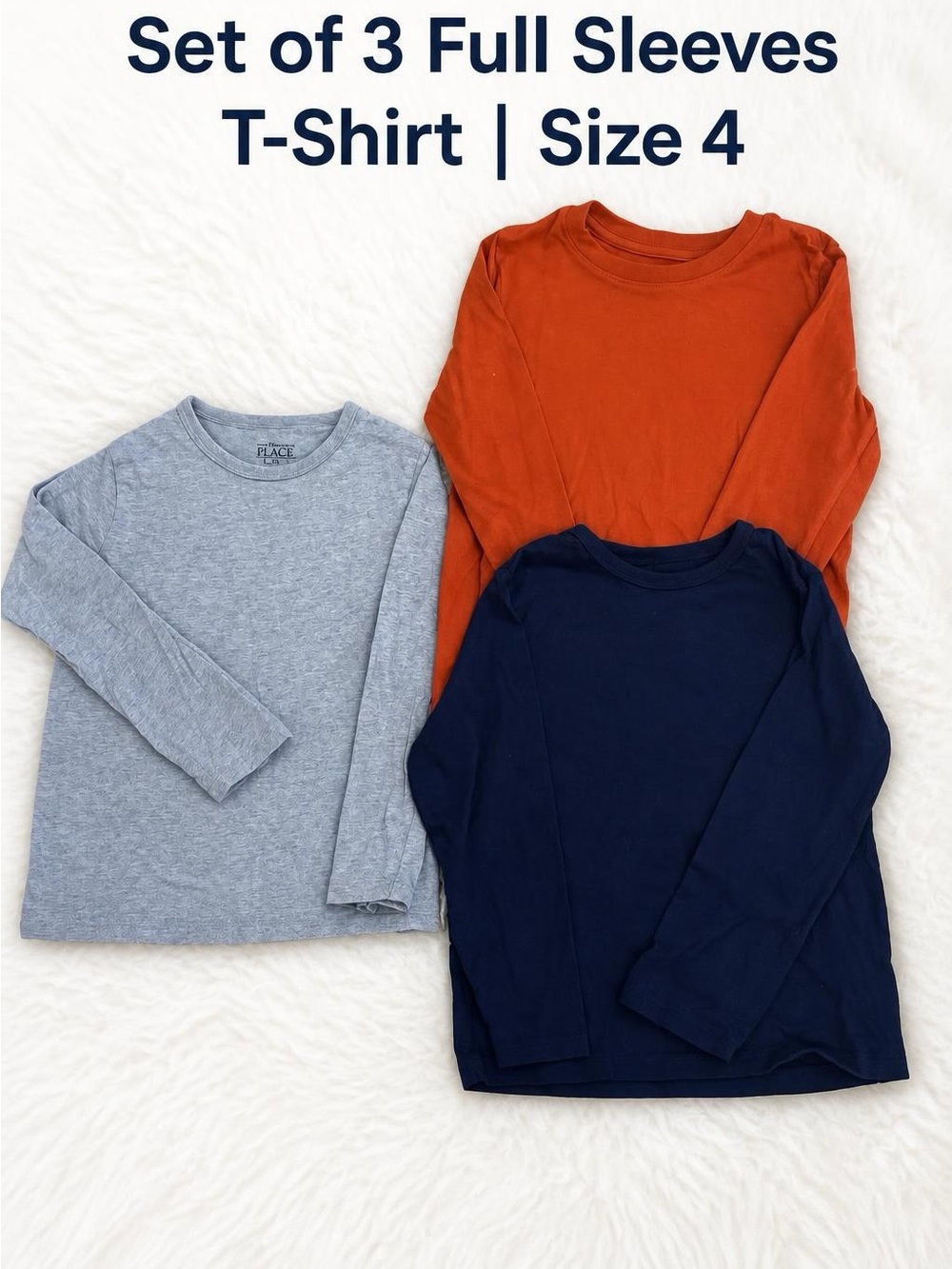 The Children's Place Long Sleeve Tee Trio in Gray, Navy & Rust
